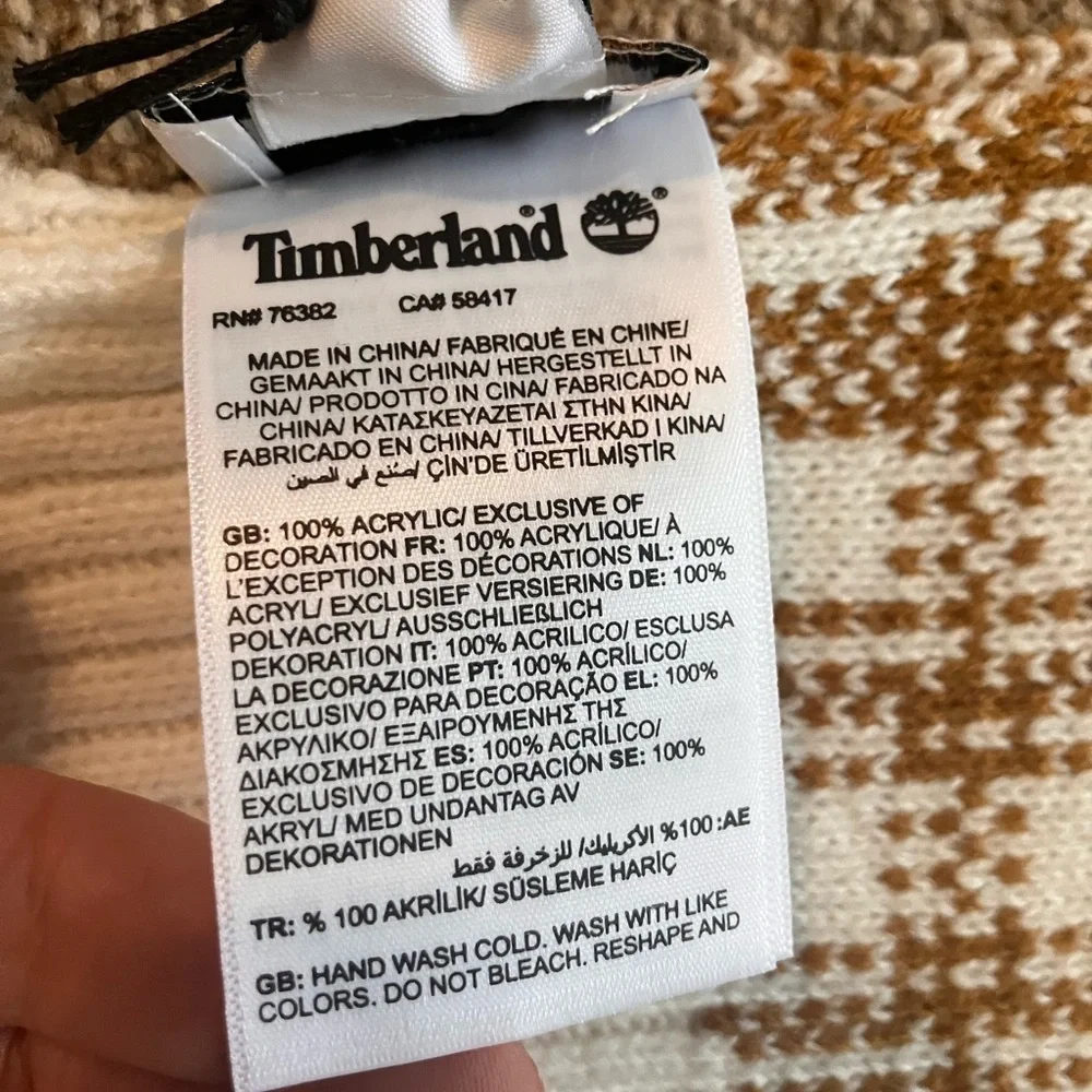 New Timberland Scarf Wheat Buffalo Plaid One Size NWT